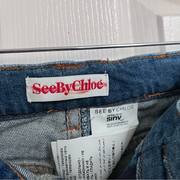 See by Chloe Size 25 Embroidered Straight-Leg Cropped Jeans- Blue (FLAWED) - Picture 14 of 15